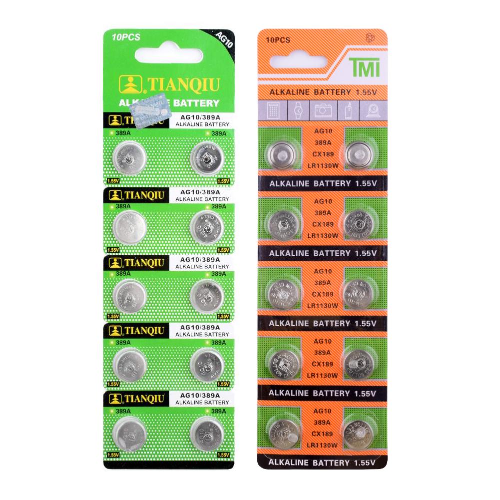 YCDC 10 Pcs AG10 G10A SR1130 LR1130 390A D189 LR54 Alkaline Battery Button Cell Coin