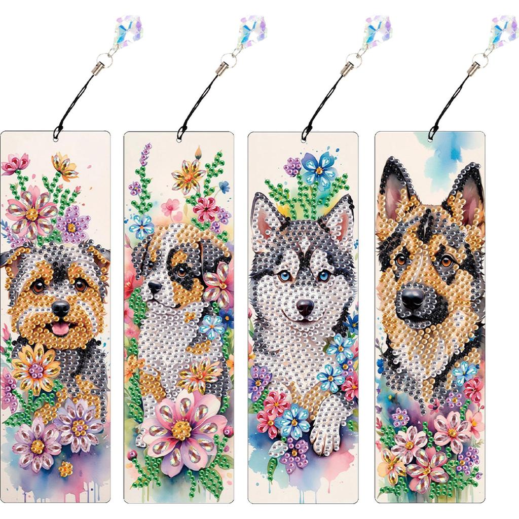 4Pcs DIY Diamond Painting Bookmark Diamond Bookmark Art Projects Diamond Art Bookmark Gift for Book Lovers Mosaic Art Supplies