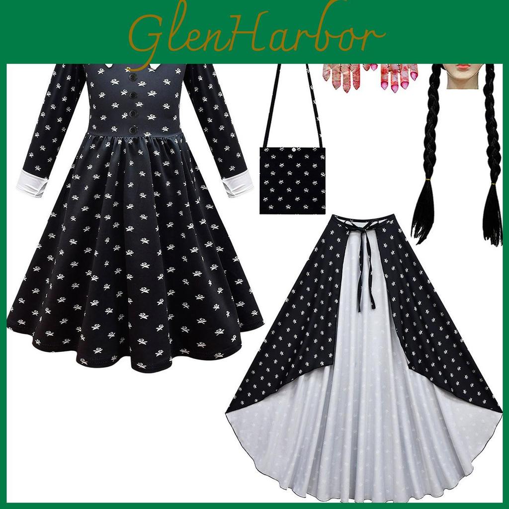 The Addams Family Wednesday Costume For Girls With Polyester Fabric For Halloween Parties And Cosplay