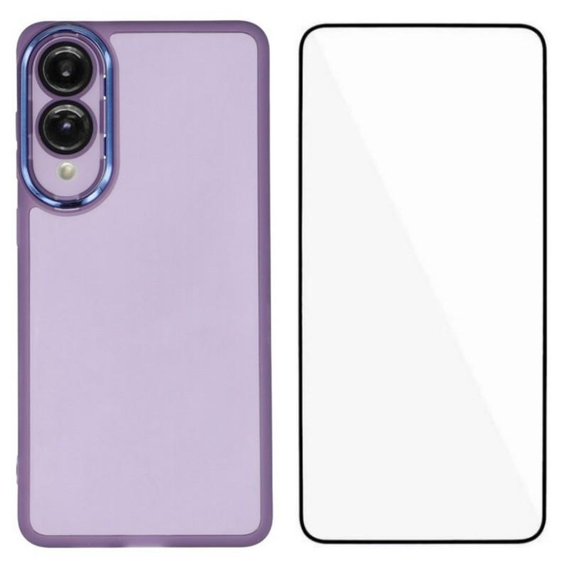 For Samsung Galaxy S25 Edge TPU Case WANLONFENG DKSM Series Electroplated Frame Back Cover with Tempered Glass