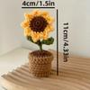 Simulated Flower Hand Woven Small Potted Plant Tulip Sunflower Hook Weaving Desktop Decoration Simulated Flower Ornament Gift