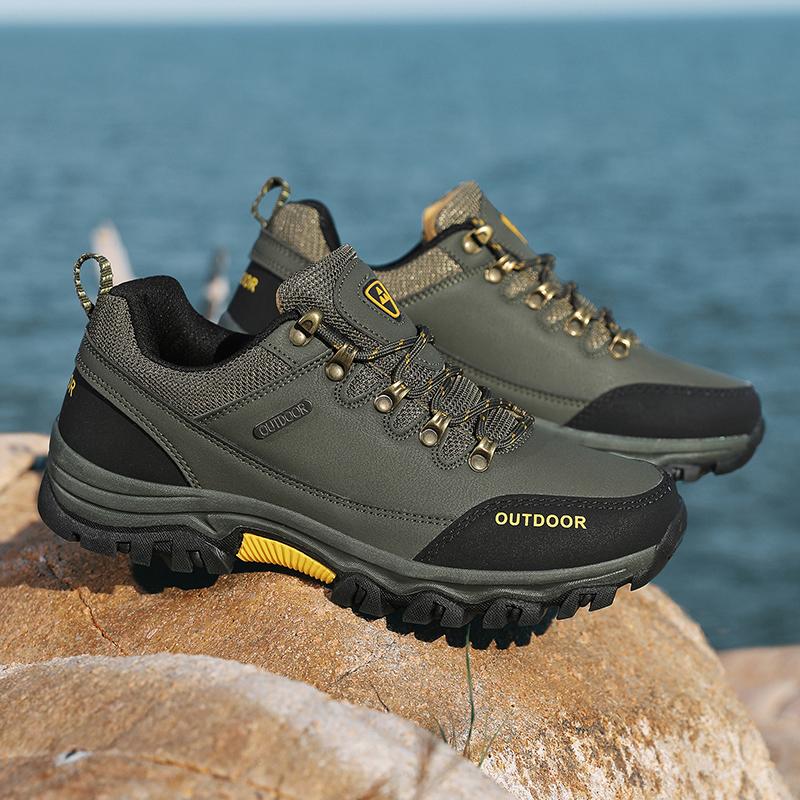 PU Leather Hiking Shoes Anti-collision Outdoor Sneakers Men's Waterproof Climbing Sports Shoes Anti-slip Camping Trekking Shoes