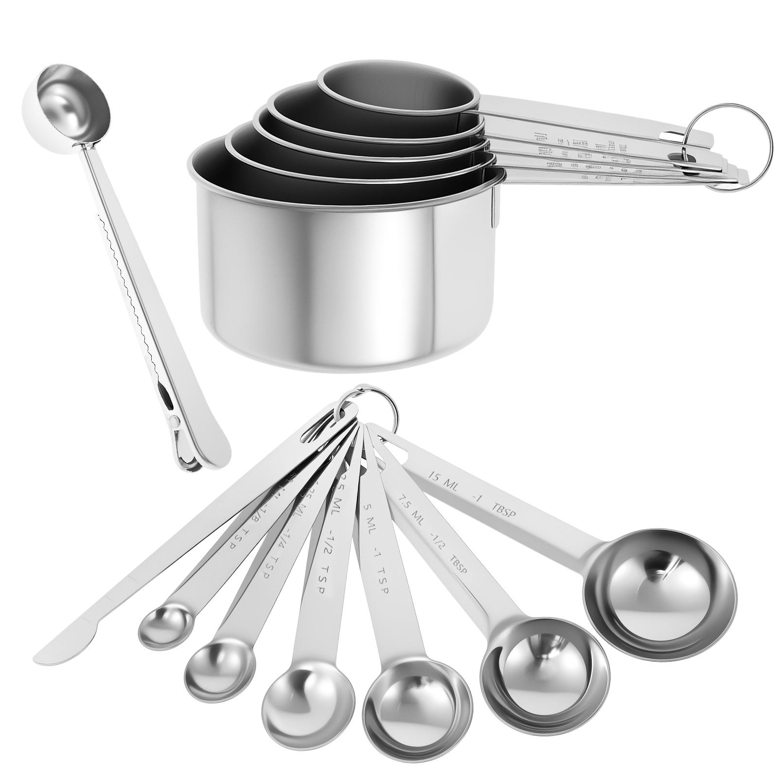 13 Pcs Measuring Cups and Spoons Set Stainless Steel Measuring Spoons and Cups Stackable Measuring Spoons Set for Dry or Liquid