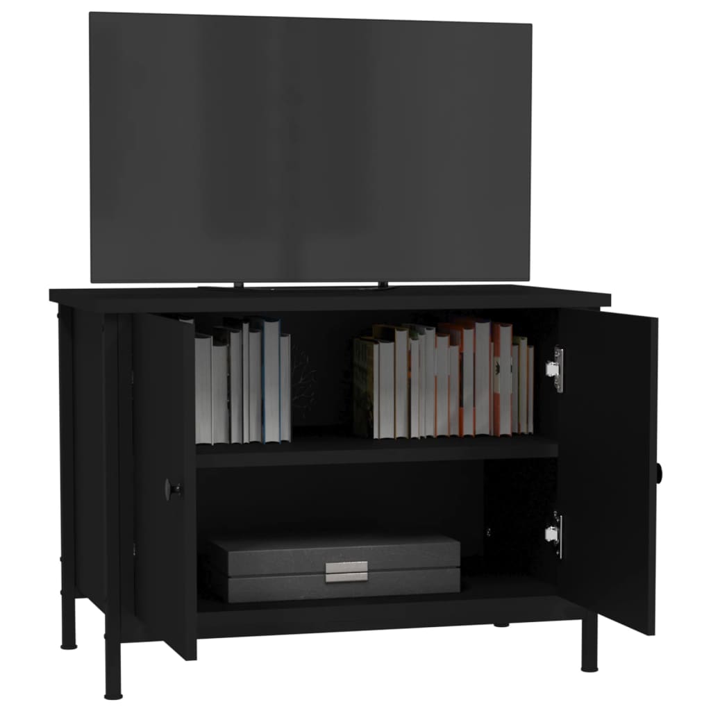 VidaXL TV-Schrank mit Türen Schwarz 60x35x45 cm Holzwerkstoff