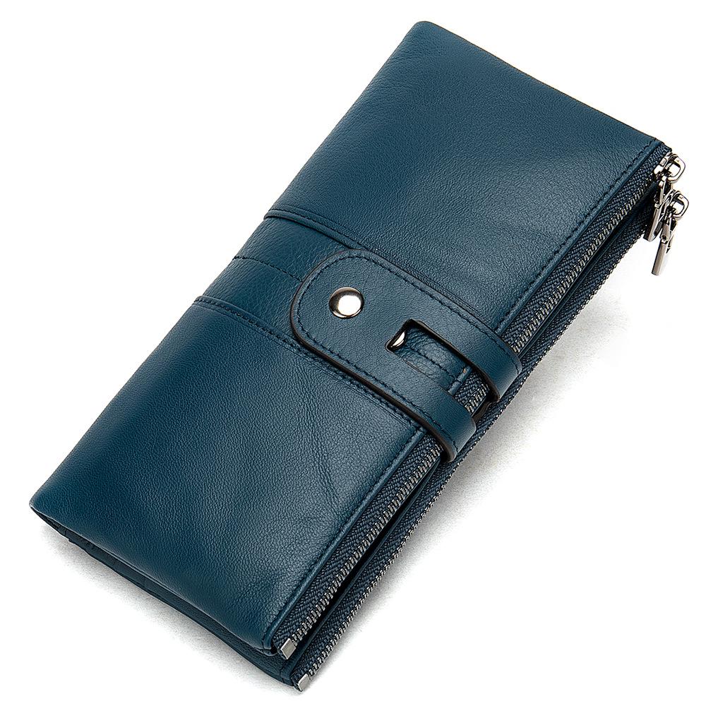 Marlonte Women's High-End Retro Leather Wallet & Clutch - Anti-Magnetic, Multifunctional Long Design in Top Layer Cowhide