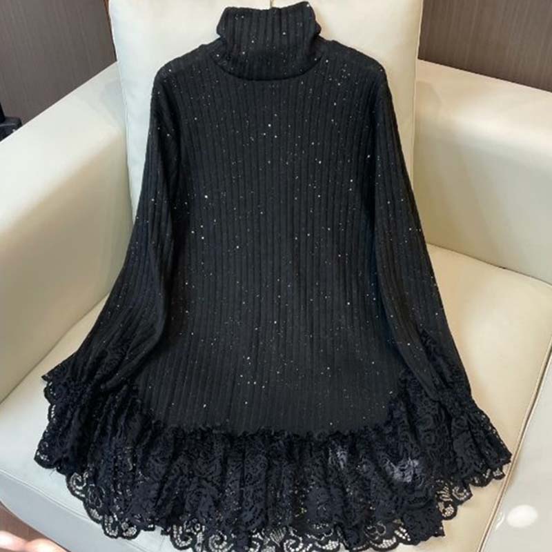 Sweater for Women Autumn Winter Thickened Warm Knitted Stretchy Long Sleeve Oversize Tops