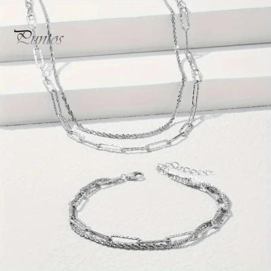 Halskette und Armband für Damen, ausgehöhlte, schimmernde Oberfläche, verstellbare Länge, Schmuck für Handgelenk und Hals der Dame für den Alltag, Hochzeiten und Partys