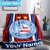 Custom Name Bahia Fc Crest Design Flannel Blanket, Use for Birthday/Holiday Gift, Soft Blanket for Sofa/Bed/Camping/Office, Home Decor