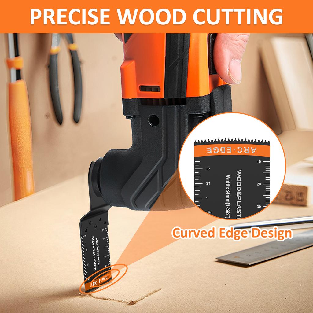 10Pcs High Carbon Steel Oscillating Saw Blade 1-3/8inch Multifunctional Oscillating Multitool Blades Set Universal Curved-Edge