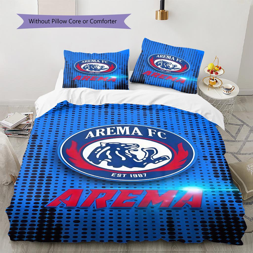 Arema FC Pattern Bedding Set Quilt Cover Pillowcase Home Decor Gift (1 * Duvet Cover + 2 * Pillowcase, Without Core)