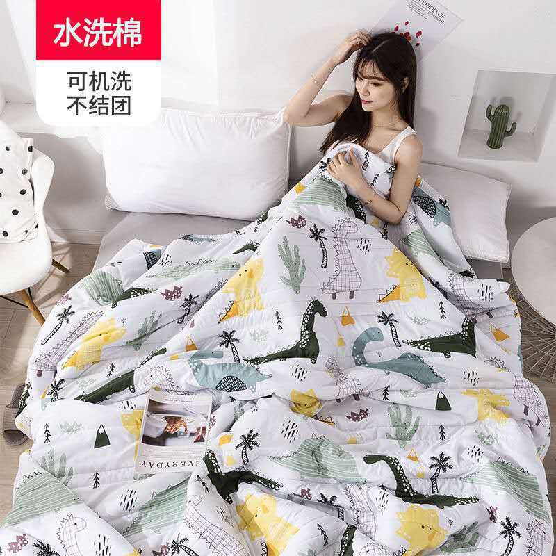 Print Summer Cooling Quilt Lightweight Breathable Thin Bedspread Soft Washable Comforter for Bedroom, Sofa, Dorm, All-Season Use