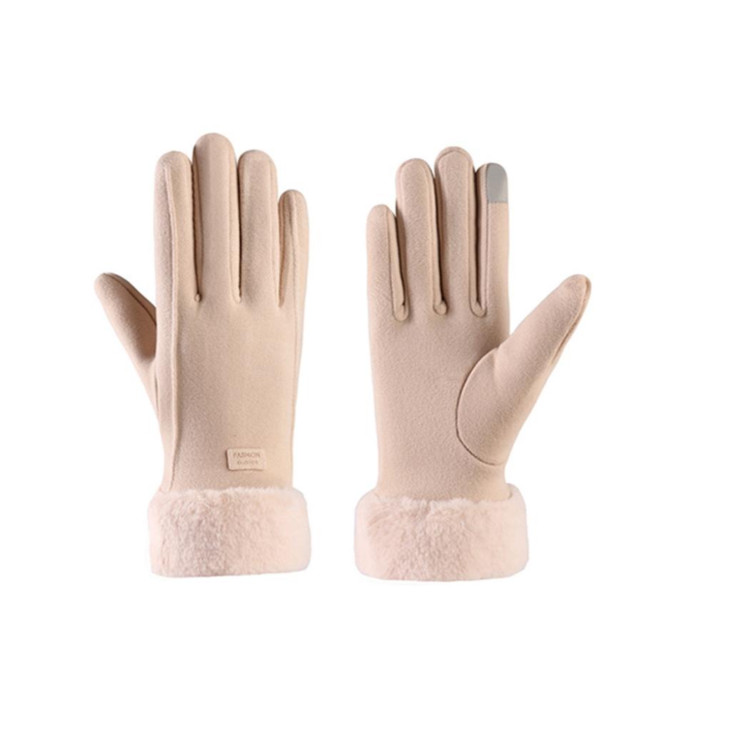 Winter Warm Gloves for Women Soft Fleece Lined Touchscreen Faux Fur Cuff Classic Design Cold Gloves