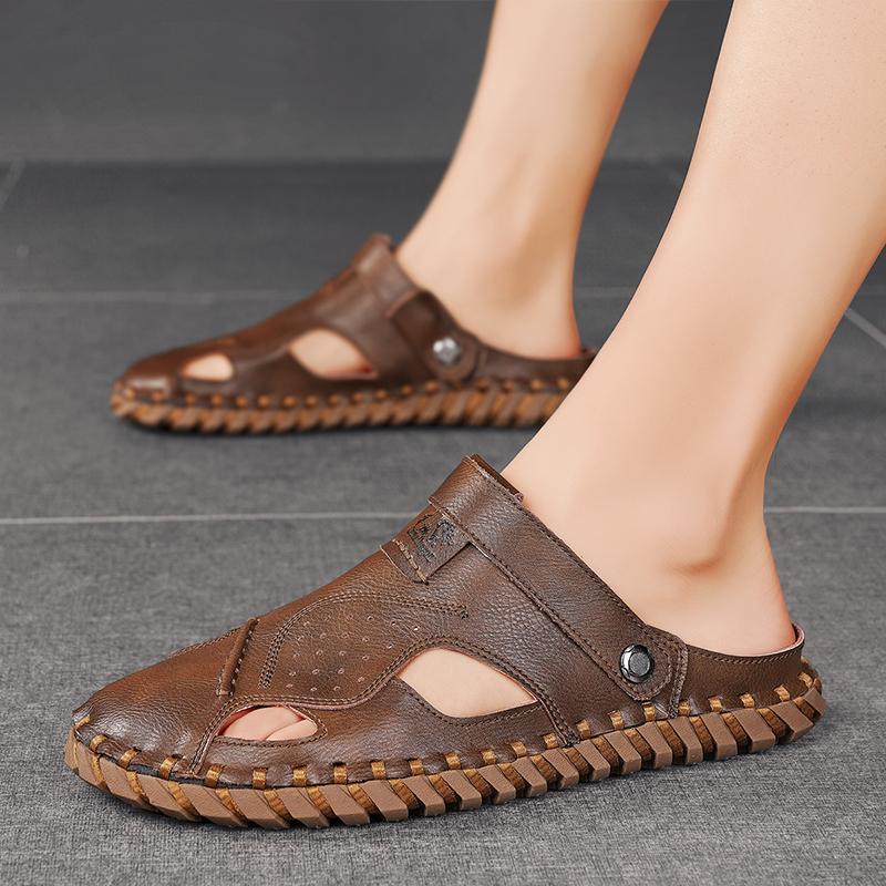 Fashion Summer Sandals Men Leather Classic Roman Sandals Slipper Outdoor Sneaker Beach Rubber Flip Flops Men Water Trekking Sandals