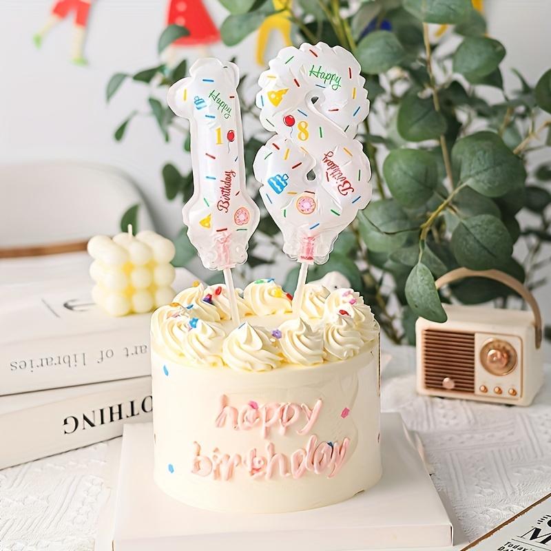 1pc Cake-Decorated Digital Balloon, for Bathing, Cake Decoration, Birthday Festival Number Flag, Handheld Aluminum Film Balloon Group Number Birthday