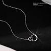 Minimalism 925 Sterling Silver Round Double Circle Zirconia Necklaces & Pendants for Women Party Gift Choker Lovers Jewelry