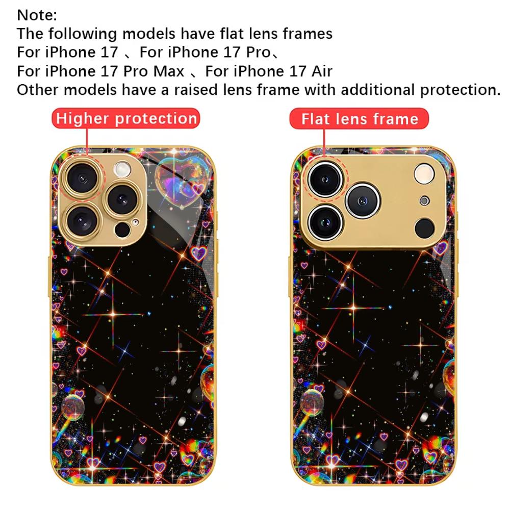 Barevný pro pokovený skleněný kryt telefonu pro iPhone 17 16 15 14 13 12 11 Pro Max Plus 16E 17Air Kryt
