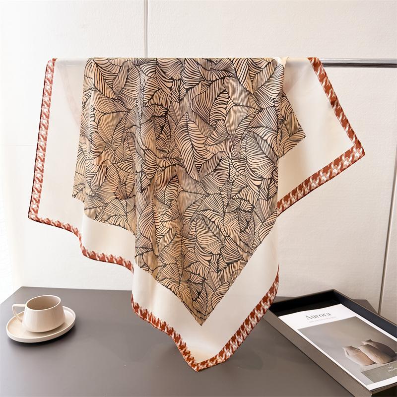 

Натуральный принт в виде дерева, имитация шелка, квадратный шарф, высококачественная шаль, универсальный шейный платок, маленький квадратный шарф, головной платок, шарф, женский unilateral 66-70CM