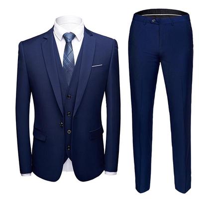 Herren Koreanischer Stil Slim Fit Hochzeits Smoking Dreiteiliger Anzug