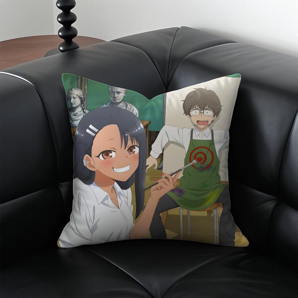 anime comedy NNagatoro SSan Cushion Cover Pillow Case Antidustmite Invisible zipper silky plush cushion