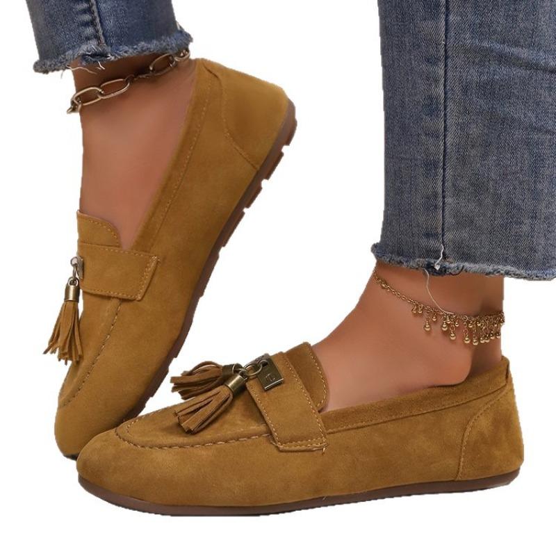 Damen Übergröße Quasten Einfarbig Flache Slipper Neue Herbst Leichte Bequeme Slip-On Schuhe