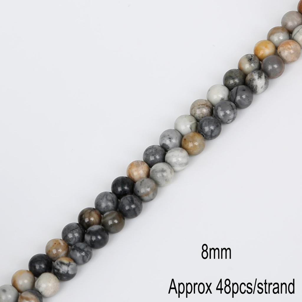 4/6/8/10/12mm Natursteinperlen Rund Wunderschön Matt Picasso Lose Perlen Für DIY Schmuckherstellung Halskette Armband