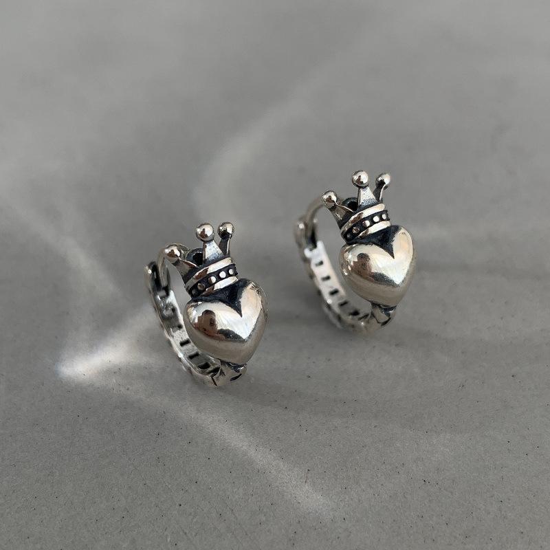Accessories Niche Unique Design Crown Love Earrings Women S Simple Personality Heart Earrings Earrings Earrings