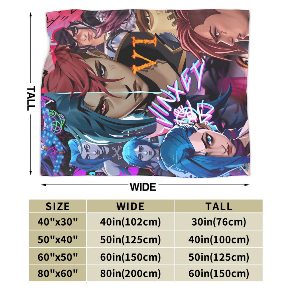 Arcane Blanket Viktor Game Anime Jinx Jayce Caitlyn Jesus Sevika Flannel Bedding Throws For Bedroom Super Warm Bedspread Gift