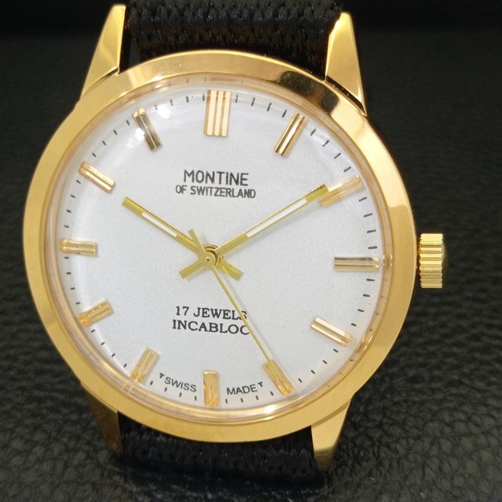 REFURBISHED GENTS MONTINE 17 JEWELS WINDING SWISS GOLD PLATED WATCH A285406-12 Montine-a285406-3