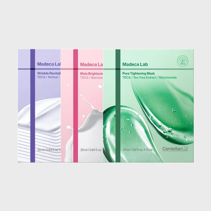 Centellian24 Madeca Lab Mask 3 Types (Wrinkle/Whitening/Pore) 10 Sheets Each (Total 30 Sheets)