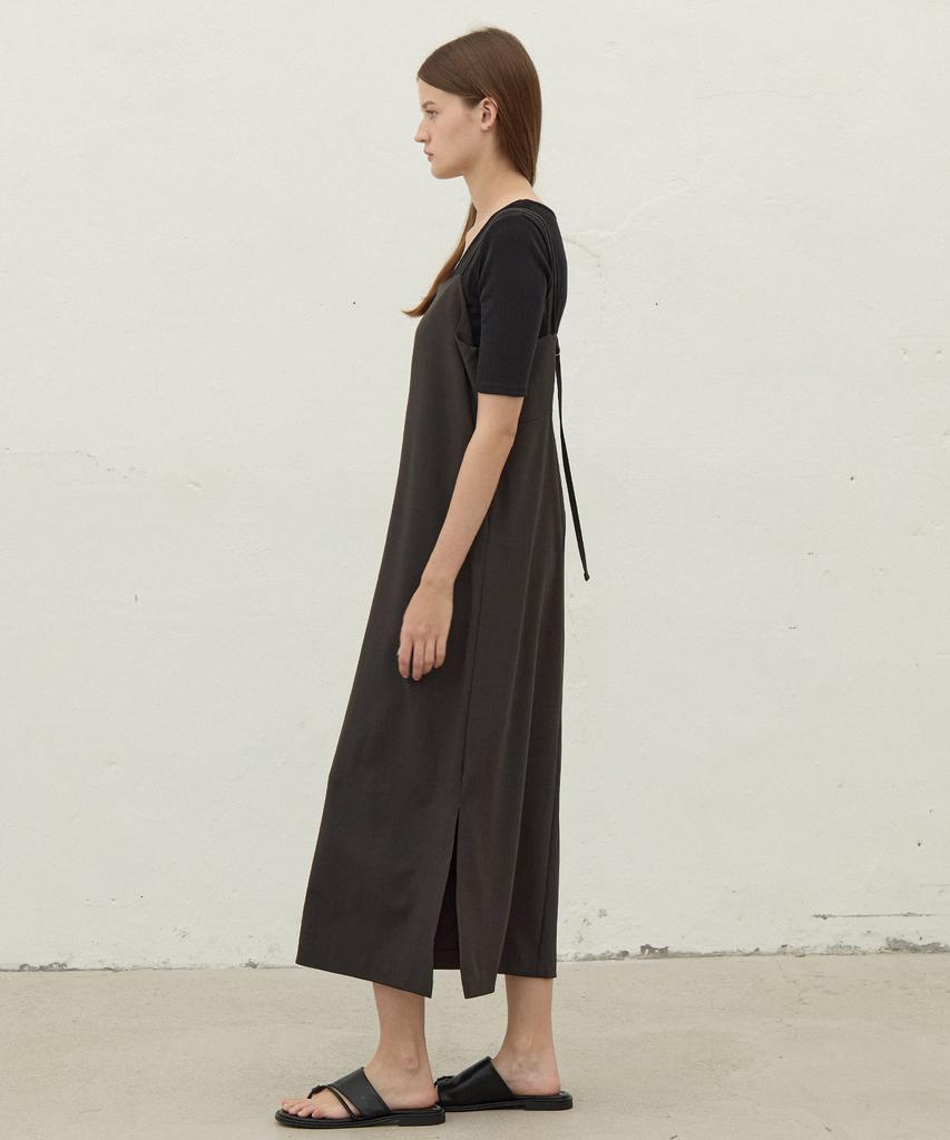 Le Studio Bag U Ring Sleeveless Long Dress_Charcoal