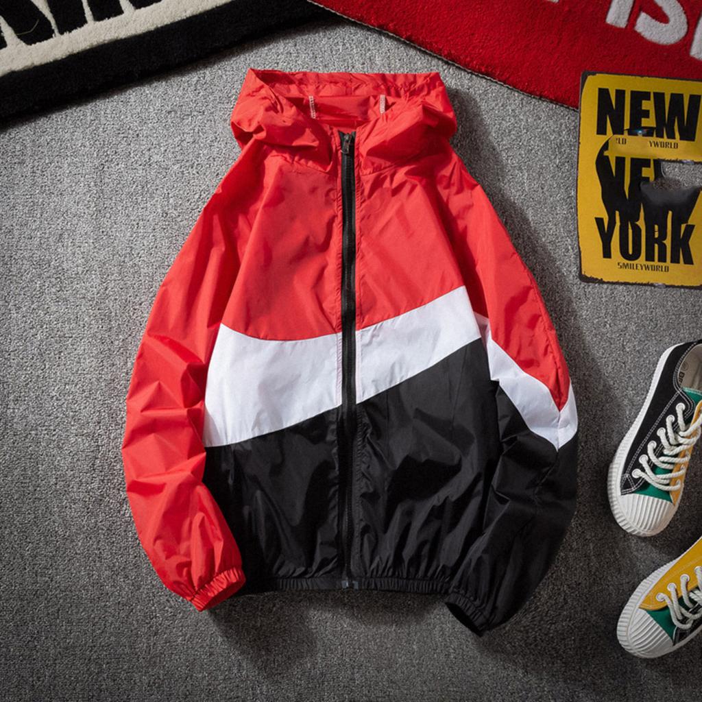 Summer Sun Clothing Patchwork Hooded Skin-Fit Top Casual Breathable Lightweight Garment Men's Colour-Blocked Fishing Sun Shirt