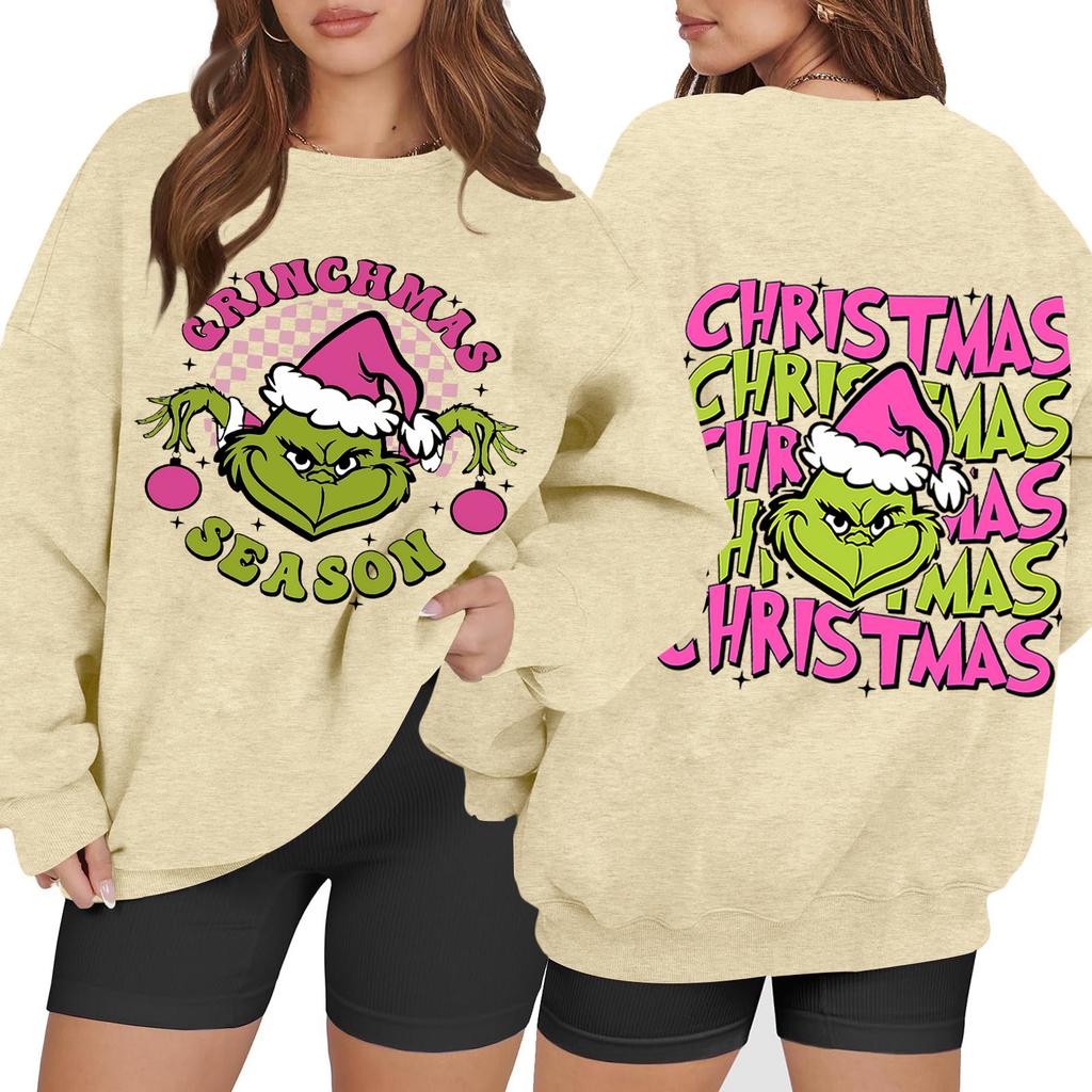 Women's Casual Fashion Long Sleeve Christmas Printed Round Neck Sweatshirt Top