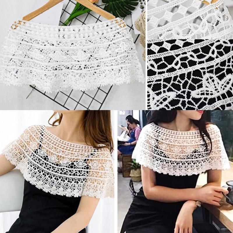 Women's Fashionable Lace Capelet with Embroidery Hollow out False Half Shirt Collar Neck for Special Occasion