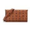 New MCM Original Visetos Leather Cell Phone Pouch, Crossbody Bag, Wallet Women's Brown/Cognac MXEBSVI01CO001