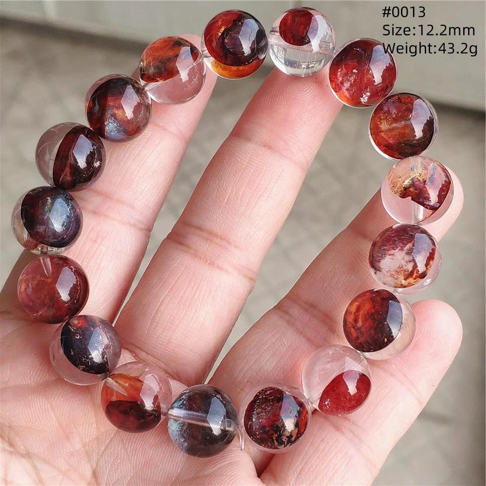 Natural Red Limonite Quartz Trendy Strand Bracelet Rare Stretch Yellow Phantom Round Beads Women Men Jewelry AAAAA