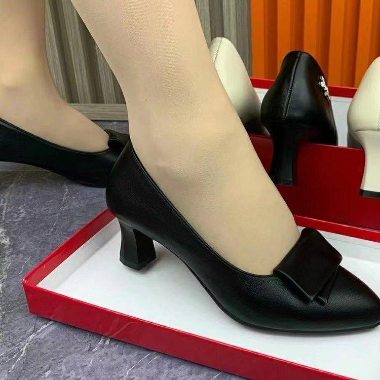 

Женские туфли на высоком каблуке из мягкой кожи - Удобные и дышащие для работы 36 чёрный