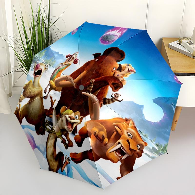 

1pc Ice Age Characters Auto Open Close Umbrella, Portable Tri-Fold Design with 8-Bone Iron Frame, Outdoor for Fans, Travelers, Daily Use, Gi