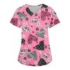 Uniforms Women Medical Elegant Heart Print Obstetrics Medico Top Fashion V-Neck Short Sleeve with Pocket Clinical Uniforms Woman