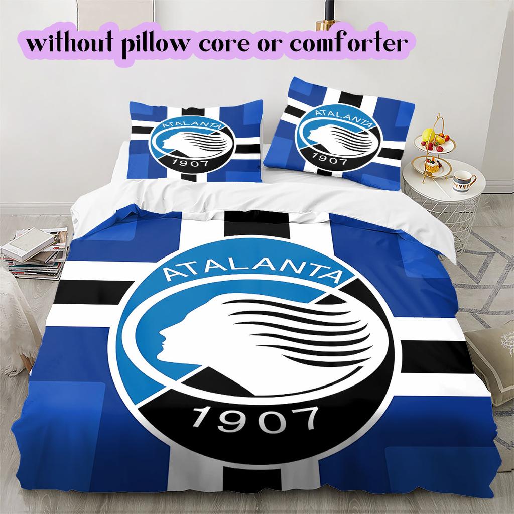 Biancheria da letto con motivo calcistico Atalanta BC, Set piumone Copripiumone Federa Regalo di Compleanno per la Casa (1*copripiumino+2*federe,senza imbottitura)