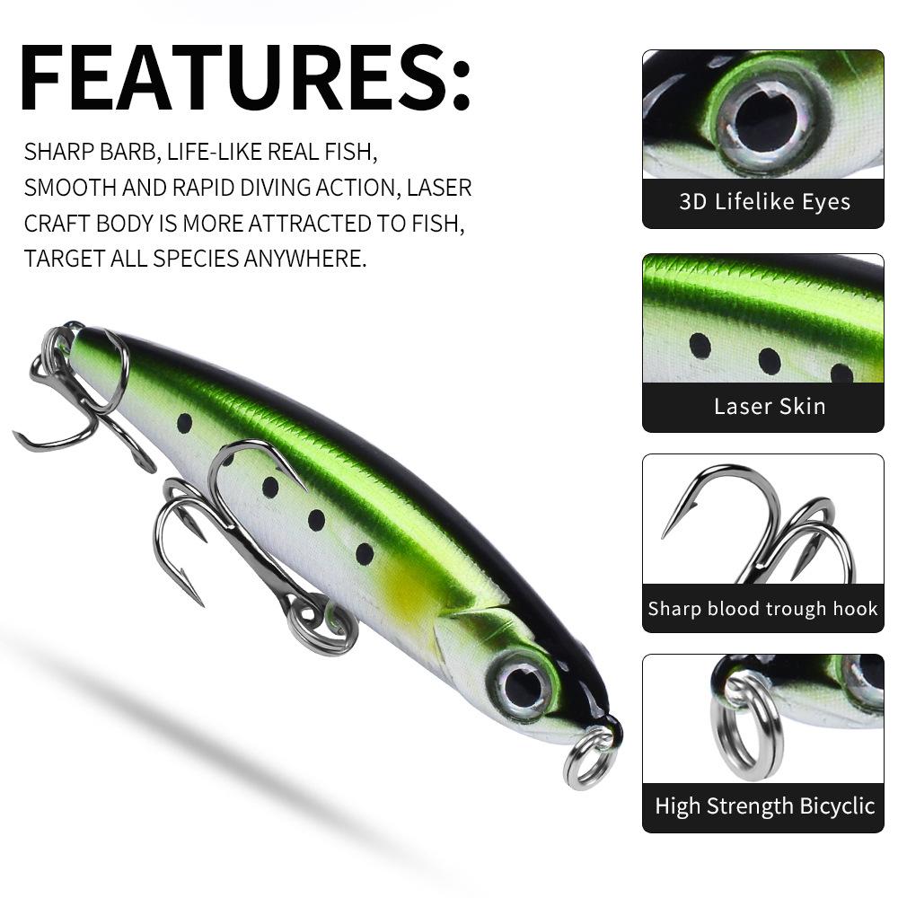 Lure False Bait 3.5g 5g 8g Simulated Bait Bent Mouth Sea Bass Through Kill Fish Bait with Blood Tank Hook Configuration