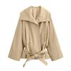 European Lapel Belt Trench Coat & Pleated Shorts Set with Double-Sided Buttons