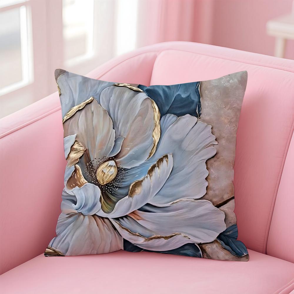 popular Oil Painting Floral Elegant Cushion Cover Comfortable Reversible Pillow Cover Ideal for Car Sofa Bedroom & Beyond