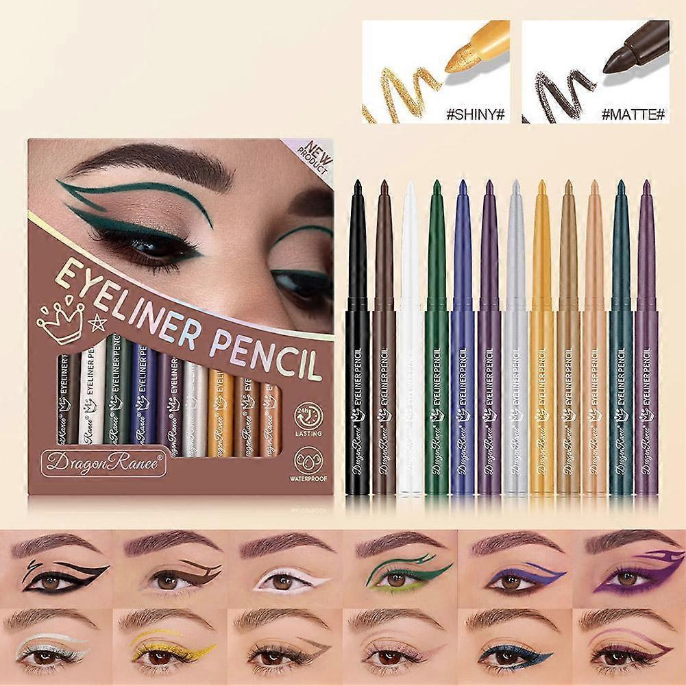 Colorful Eyeliner Pen Set Pearl White Black Eyeshadow Pen Eye Makeup Matte Eyeliner Pen Rotating Pen Set