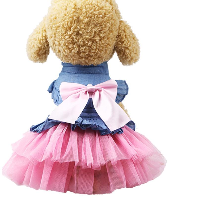 Spring and Summer DogPet Cat Clothing and Supplies Cat Denim Skirts Spring and Summer Dog Clothing