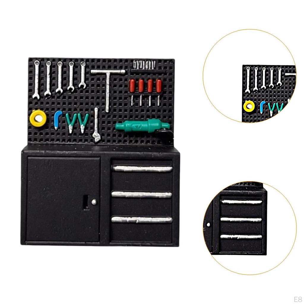 1/64 Scale Garage Tool Rack Simulation Cabinet Repair Tools for Workshop Shop