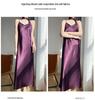 Elegant French V-Neck Spaghetti Strap Satin Dress with Slimming Design