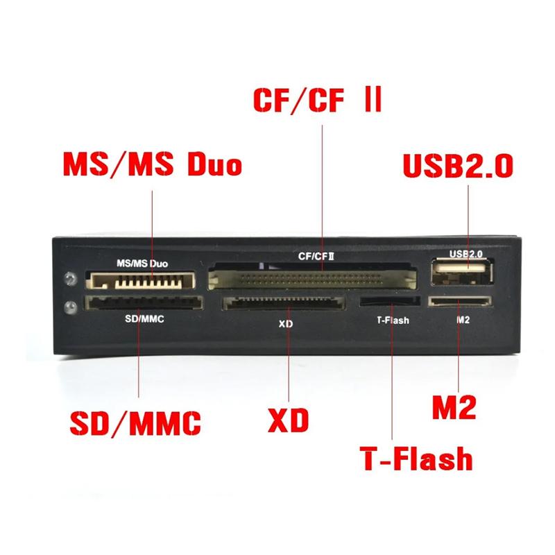for PC Case Inbuilt Card Reader USB HUB CF MS DUO SD MMC XD M2 TFlash Memory Card Writer Adapter for 3.5inch HDD Hard Disk Drive