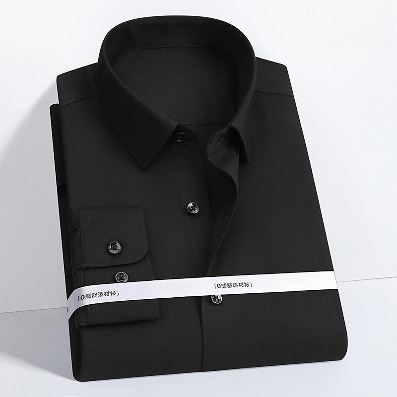 New Men Shirt Bamboo Fiber Long Sleeve Anti-wrinkle Non-ironing Slim Fashion Casual Business Office White Blue Social Shirt 5XL