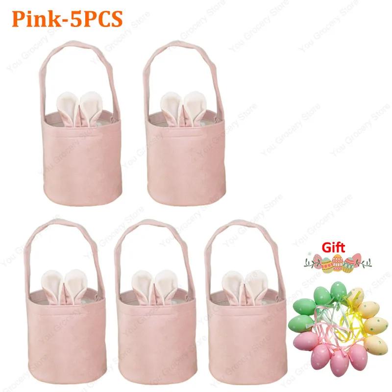 

5-20PCS Easter Bunny Ears Bucket Colorful Rabbit Easter Egg Handbag Candy Basket for Party Decor Happy Easter Party Gift