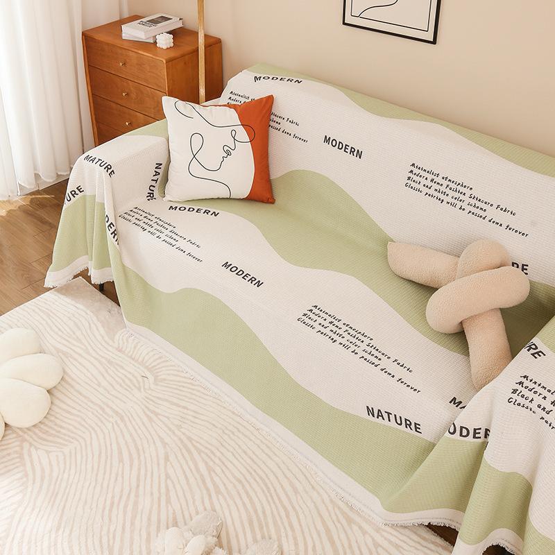 Sofa Cover for All Seasons, Printed Waffle Cushion, Non-slip All-in-one All-inclusive Sofa Cover Cover